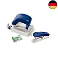 Produktbild: Leitz Mini Heftgerät und Locher-Set, Für 10 Blatt, Ergonomische Form, Blau, N