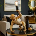 Produktbild: Tischleuchte Tischlampe Wohnzimmerlampe Affe Skulptur goldfarben E27 H 35,5 cm