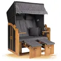 Produktbild: Strandkorb Hanse Strandkorb Ostsee XXL Volllieger Anthrazit - 2-Sitzer 120cm breit, ideal für Garten, Terrasse und Balkon (Grau Weiß Nadelstreifen, Zerlegt)