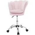 Produktbild: ML-Design Bürostuhl aus Samt, Hellrosa, höhenverstellbar, drehbar mit Rollen, Muschelrücken, Homeoffice Stuhl