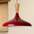 Produktbild: bamyum Champion Pendelleuchte aus Holz, 35 cm Hängelampe Metall E27 Moderne Esstisch Lampe, Skandinavisch Pendellampe für Schlafzimmer Wohnzimmer Küche Esstisch, Küchenlampe Hängend Rot