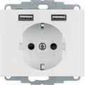 Produktbild: Berker 48037009 Steckdose SCHUKO/USB, K.1, polarweiß glänzend