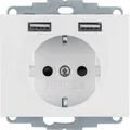 Produktbild: Berker 48037009 Steckdose SCHUKO/USB, K.1, polarweiß glänzend