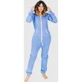 Produktbild: Jumpsuit MONIZ, Damen, Gr. S, EURO-Größen, weiß (hellblau, weiß), 80% Baumwolle, 20% Polyester, lang, Overalls Jumpsuit, mit kuscheligem Komfort