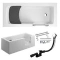 Produktbild: BADLAND Premium SET 6in1 Badewanne Rechteck Acryl Weiß Wanne, Seniorenbadewanne mit Glastür und Holzsitz AVO 160x75 cm, Rechts mit AcrylSchürze, Made in EU, mit Ablaufgarnitur und Füßen
