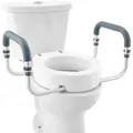 Produktbild: VEVOR Toilettensitzerhöhung, 88,9 mm Hoch, Tragkraft 136 kg, für Runde Standardtoiletten, Aluminium-Handlauf, mit EVA-Armlehnenpolster, für Senioren, Behinderte, Patienten, Schwangere, Mediziner
