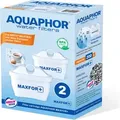 Produktbild: AQUAPHOR Filterkartusche MAXFOR+ Pack 2 - gegen Kalk, Chlor & weitere Stoffe im Leitungswasser, passend für AQUAPHOR Onyx, Amethyst, Jasper, Time ... - Weiß