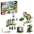 Produktbild: LEGO Jurassic World T. Rex Ausbruch, Dinosaurier-Spielzeug ab 4 Jahren, Set mit großer Dino-Figur, Hubschrauber, Flughafen und Spielzeugauto, Geschenk für Fans der Jurassic Park-Filme 76944