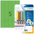 Produktbild: HERMA 5134 Ordnerrücken Etiketten lang schmal, 20 Blatt, 38 x 297 mm, 5 pro A4 Bogen, 100 Stück, selbstklebend, bedruckbar, blickdicht, blanko Papier Ordneretiketten Rückenschilder Aufkleber, grün