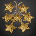Produktbild: Lichterkette LED Sterne gold Motiv Metall Weihnachten Deko Beleuchtung Batterie