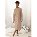 Produktbild: Strickkleid LASCANA, Damen, Gr. 32/34, N-Gr, grau (taupe), Strick, Obermaterial: 68% Polyester, 30% Viskose, 2% Elasthan, unifarben, bequem kurz, Rundhals, Kleider, Loungekleid mit Taillengürtel, Loungewear