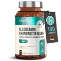 Produktbild: Glucosamin Chondroitin MSM Hochdosiert | 180 Kapseln | 3 Monate Vorrat | Kollagenbildung für Knochen & Knorpelfunktion | Mit Kurkuma, Ingwer & Hagebutte | VitaBright