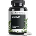 Produktbild: natural elements Calcium Tabletten – 800 mg Kalzium aus Calciumcarbonat pro Tagesdosis – 180 Tabletten für 3 Monate – vegan, hochdosiert, ohne unerwünschte Zusätze – laborgeprüfte Qualität