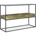 Produktbild: Konsole Mavila aus Metall mit Glasplatte, modern, gold und schwarz, 117 cm breit