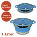 Produktbild: Silikon/Metall Kochtopf Kochgeschirr faltbar Camping Geschirr Outdoor 1,0 blau
