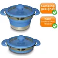 Produktbild: Silikon/Metall Topf Kochtopf Kochgeschirr faltbar Camping Geschirr Outdoor 1,0L