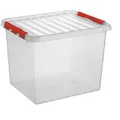 Produktbild: 6 Stück - SUNWARE Q-Line Box - 52 Liter - 50 x 40 x 38cm - transparent/rot