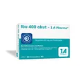 Produktbild: Ibu 400 akut – 1 A Pharma® | 50 Stk | Bei Schmerzen und Fieber | Mit Ibuprofen | Gut verträglich | Für Ihre Hausapotheke