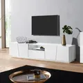 Produktbild: Moderner Tv-schrank 4 Türen Design Weiß Schiebeschubladenfach Vega Low Xl