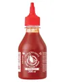 Produktbild: FLYING GOOSE Sriracha Chilisauce, mit extra Chili, sehr scharf, rote Kappe, sehr scharfe Würzsauce aus Thailand, 1 x 200 ml