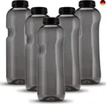 Produktbild: Kavodrink 5 x Tritan Trinkflasche 1,0L Wasserflasche schwarz Sportflasche BPA