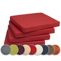 Produktbild: sunnypillow 4er Set Stuhlkissen mit Bindebänder - 40 x 40 x 5 cm - Sitzkissen Outdoor für Stühle/Bänke - Polsterauflage Sitzauflage Gartenkissen für Garten viele Farben zur Auswahl - Rot