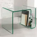 Produktbild: Extravaganter Glas Couchtisch FANTOME Beistelltisch mit Ablagefach transparent