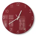 Produktbild: DEQORI Glasuhr | rund Ø 30 cm | Unifarben - Dunkelrot | ausgefallene leise Design Uhr aus Glas | Wanduhr für Wohnzimmer & Küche | moderne Hingucker Uhr für die Wand