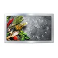 Produktbild: Kreative Feder 3D Designer-Wanduhr Frische Küche in modernem Metallic-Design; leise Funkuhr mit Motiv wahlweise in Zwei Größen (Frische Küche, 50x30cm; leises Funkuhrwerk)