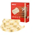 Produktbild: BRILONER – 5m LED Strip, LED Streifen, Deko Lichterkette, Leiste, USB Band, Warmweißes Licht, Kabelschalter, Weiß
