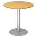 Produktbild: bümö Besprechungstisch, Esstisch klein, Tisch rund 80x80 cm in Buche, Gestell: Silber - Kleiner Rundtisch für 2 Personen mit Holz-Platte, Säule aus Metall, Konferenztisch, Bistrotisch