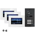 Produktbild: Balter EVO Video-Türsprechanlage für 3 Familienhaus, 3X 7 Zoll Monitor, Türstation Schwarz, Klingel, 2-Draht Bus, 150° Weitwinkel-Kamera, Mit App