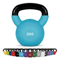 Produktbild: MSPORTS Kettlebell Neopren 2 – 30 kg inkl. Übungsposter Kugelhantel (22 kg - Türkis)