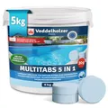 Produktbild: Veddelholzer 5 kg Multitabs 5 in 1 Chlortabletten für pool als 20g Tabletten für Pools von 10 m³ bis 30 m³Pool Zubehör für Pools langsam lösliche, langzeit Chlor Tabletten zur Reinigung & Desinfektion