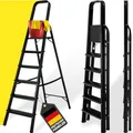 Produktbild: 𝐂𝐑𝐀𝐅𝐓𝐅𝐔𝐋𝐋 Trittleiter CF-133A | 𝟑 𝐉𝐀𝐇𝐑𝐄 𝐆𝐀𝐑𝐀𝐍𝐓𝐈𝐄 - 2-6 Stufen Leiter - Klapptritt - Treppenleiter - Klappleiter - Haushaltsleiter - Stehleiter (6 Stufen BlackEdition)
