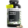Produktbild: natural elements Vitamin C gepuffert 500mg – 365 vegane Kapseln – magenschonend, pH-neutral, säurefrei – aus Fermentation von Mais ohne Gentechnik gewonnen – in Deutschland entwickelt & laborgeprüft