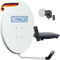 Produktbild: SCHWAIGER SAT-Anlage Satelliten-Set Satellitenschüssel Single-LNB HD-Receiver Fernbedienung digital SAT-Antenne aus Stahl Hellgrau 55cm 1-Teilnehmer kleine Sat-Schüssel