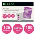 Produktbild: 2 bis 20x LEITZ Laminierfolientasche, 54 x 86 mm, 250 mic - SPARE BIS ZU 57%