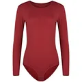 Produktbild: Evoni Damen-Body I Bodysuit mit Rundhals für Frauen I Langarm-Body in verschiedenen Farben I Optimale Alternative für Sport & Freizeit S Bordeaux