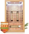 Produktbild: Artsauna Infrarotkabine Kiruna120 mit 5 Vollspektrum- & 3 Flächenstrahler, 2 Personen, 120 x 105 x 190 cm, LED Farblicht & Glastür, Infrarotsauna Sauna