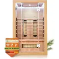 Produktbild: Infrarotkabine Kiruna120 Mit 5 Vollspektrum- & 3 Flächenstrahler, 2 Personen, 120 X 105 X 190 Cm, Led Farblicht & Glastür, Infrarotsauna Sauna - Artsauna