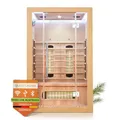 Produktbild: Artsauna Infrarotkabine Kiruna120 mit 5 Vollspektrum- & 3 Flächenstrahler, 2 Personen, 120 x 105 x 190 cm, LED Farblicht & Glastür, Infrarotsauna Sauna