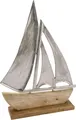 Produktbild: Metall Schiff mit Mango Holz - 40 cm - Alu Segelschiff auf Sockel (groß)