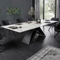 Produktbild: riess-ambiente Ausziehbarer Esstisch PROMETHEUS 180-220-260cm Glas Marmor-Design weiß Keramik Italy Esszimmertisch Tisch