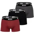 Produktbild: BOSS Herren Boxershorts, 3er Pack - Power Trunks, Logo, Baumwollmischung, einfarbig Schwarz/Grau/Rot M