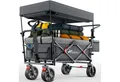 Produktbild: TRESKO Bollerwagen Faltbar mit Dach Kühlfach & Seitenrollos (Handwagen max. belastbar bis 150kg Transportwagen, mit Vollgummireifen & Feststellbremsen), Vorne & Hinten) und 3-Punkt-Gurt