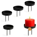 Produktbild: matches21 HOME & HOBBY Kerzenteller 4er Set Metall Schwarz Ø 7,2 cm mit 2 Dornen - Adventskranz Kerzenhalter Stumpenkerzen