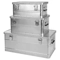 Produktbild: ONVAYA Alubox 3er Set stapelbar | Alukisten mit Deckel | Transportkiste | Aluminiumkiste | Aluminiumbox