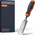 Produktbild: Presch Stechbeitel 38mm - Profi Stemmeisen mit 25° Keilwinkel - Perfekt geschliffen für sofortigen Einsatz - Robuste Metall-Schlagkappe für dauerhafte Nutzung - Ergonomischer Griff für sicheren Halt