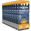 Produktbild: Ansmann Hörgerätebatterie 13, 310 mAh, PR48, orange, Zink-Luft, 60 Stück